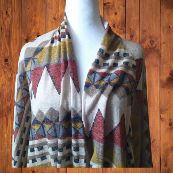 Freeway Women’s XL Aztec Southwestern Open Front Kimono Cardigan Sweater USA - Picture 2 of 8